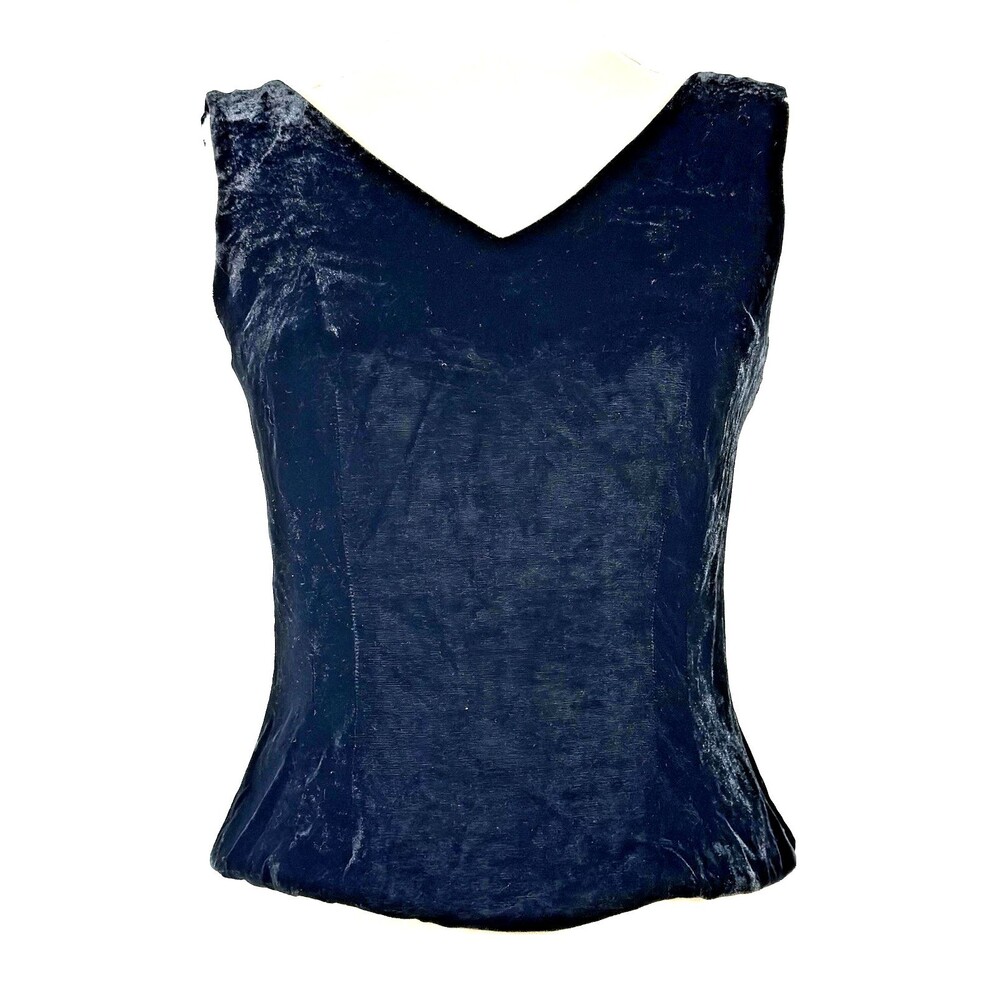 Ann Taylor Womens Black Silk Blend Velvet Top 6 Small 90s Whimsigoth Goth VTG